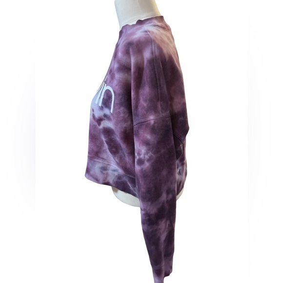 CALVIN Klein Performance Tie-Dye Cropped Sweatshirt purple, pink, and white - Picture 7 of 8